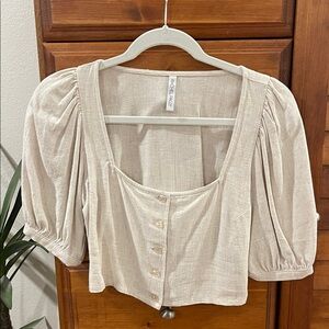 Rachel Pally • Kimmie Linen Crop Top • Natural